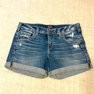 Silver Jeans Co. Blue Distressed Denim Jean Shorts